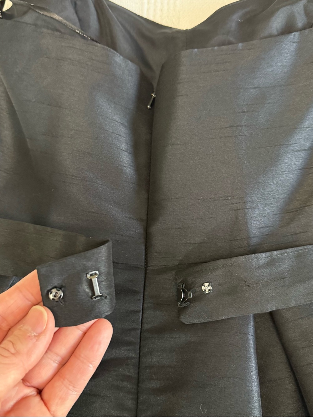 Alfred Sung Strapless Taffeta Cocktail Dress with Pockets & Belt Black Sz 6 - Picture 6 of 11